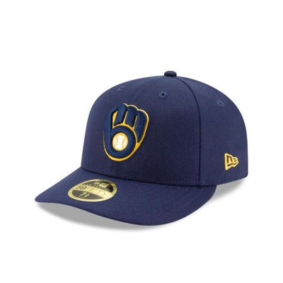 Blue Milwaukee Brewers Hat - New Era MLB Authentic Collection Low Profile 59FIFTY Fitted Caps USA2058639